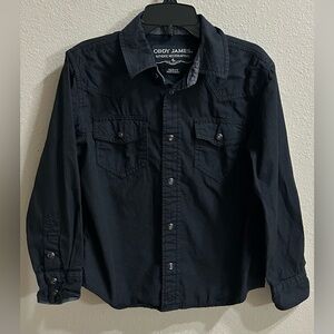 Cody James Pearl Snap Shirt Boys Sz 4T Dark Gray Western Button Up Rodeo Cowboy